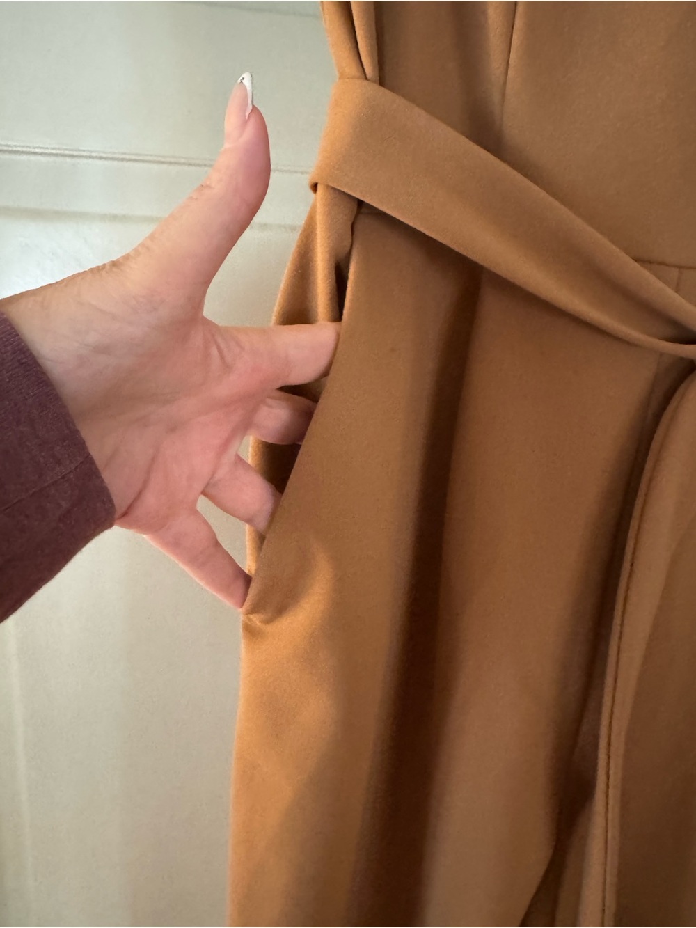 Calvin Klein Camel Brown Tie-Waist Cropped Jumpsuit - Picture 3 of 9